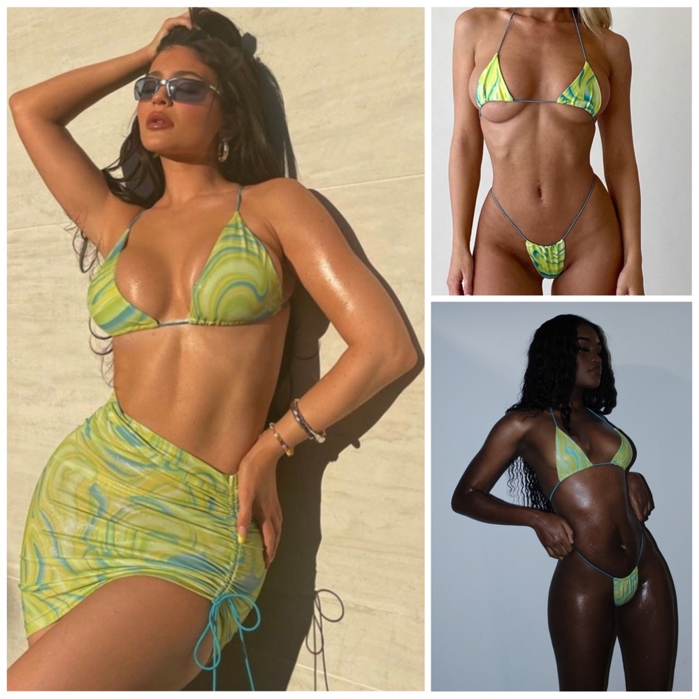 Sel Doval Barlos Resort Green Shimmer Tiny Bikini Set S/S 20 size xs - small